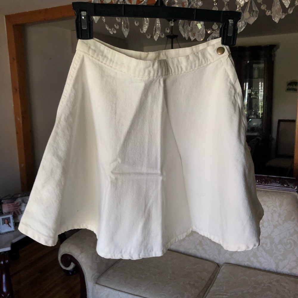 White Denim Flare Skirt